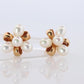 Mikimoto Earrings. 18k Yellow Gold Mikimoto Pearl Cluster Stud Pierced Earrings.