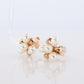 Mikimoto Earrings. 18k Yellow Gold Mikimoto Pearl Cluster Stud Pierced Earrings.