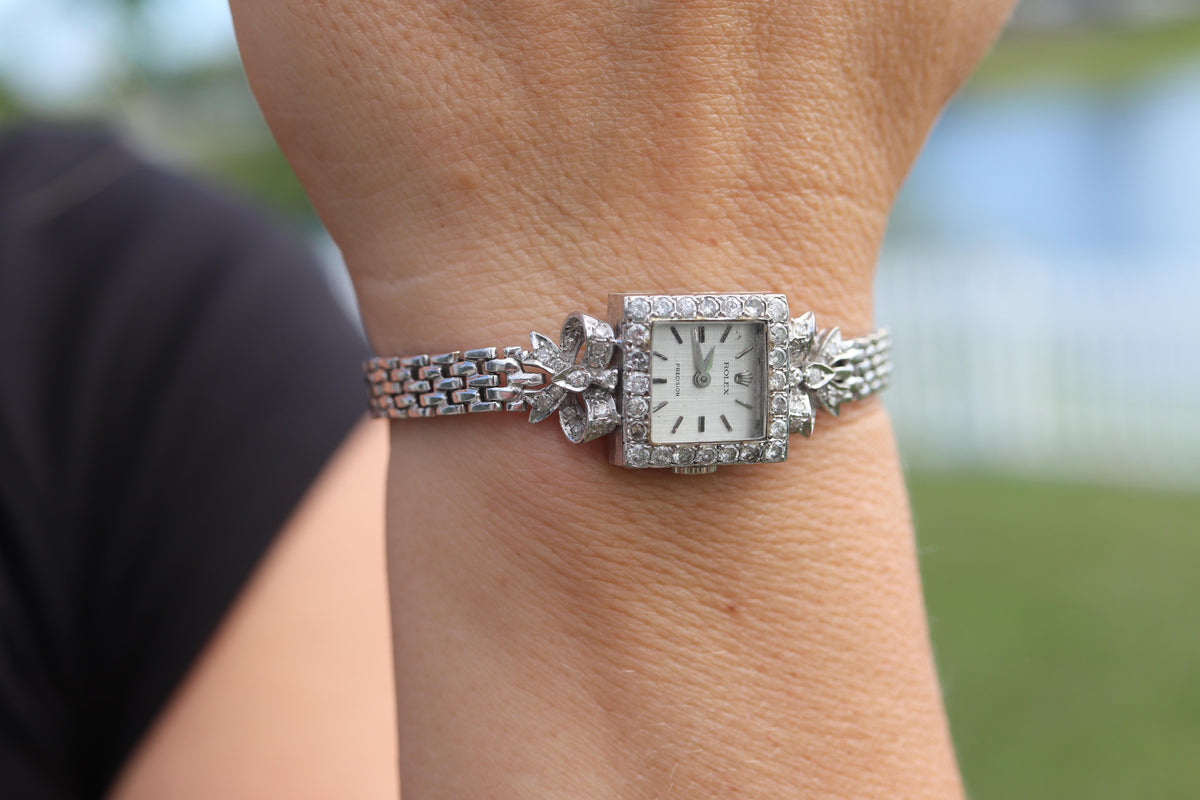 Genuine 18k Rolex 2601 Precision . 18k Gold Ladies Diamond Rolex Manual Watch