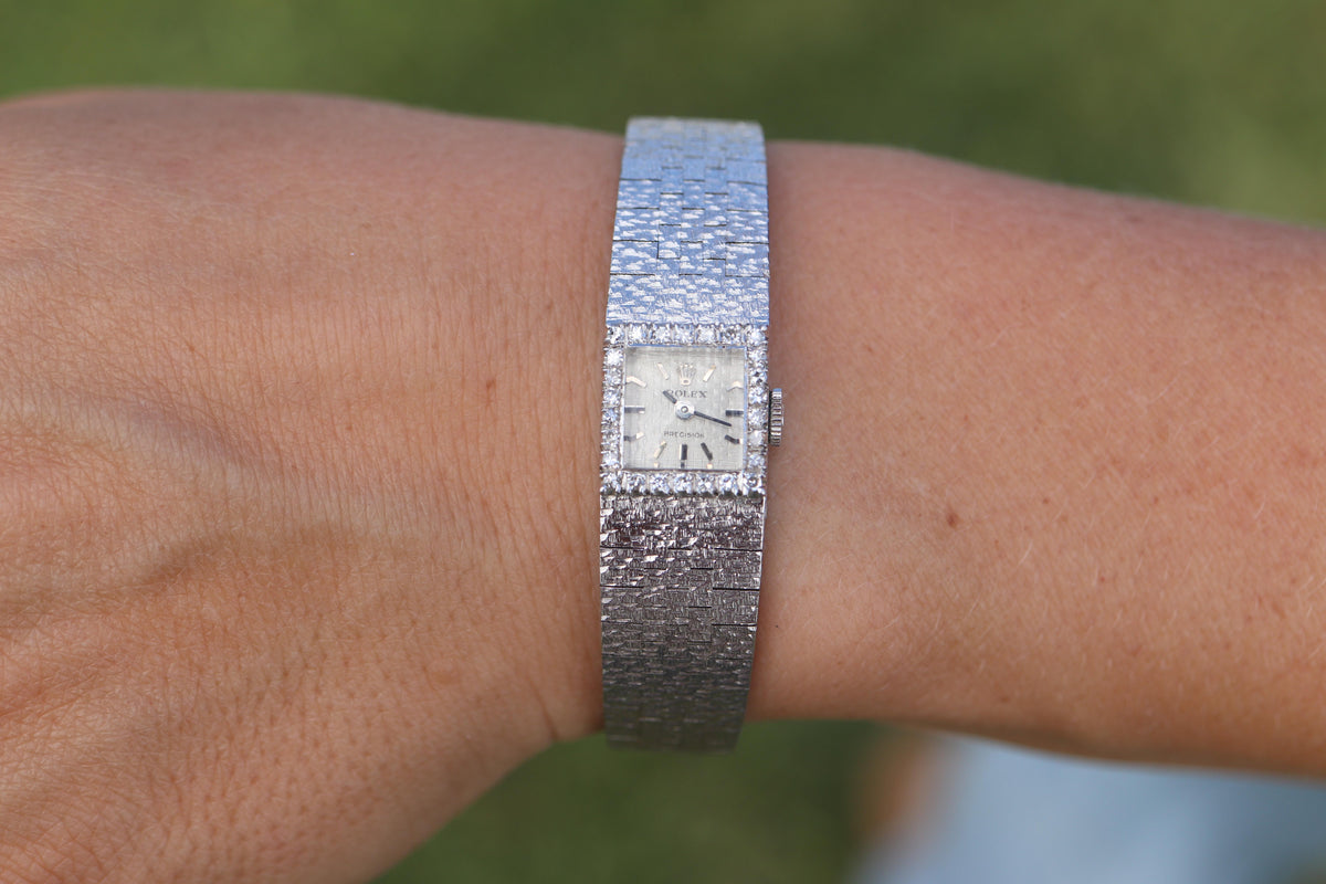 Genuine 18k Rolex Watch. ROLEX Precision 2613 TV Diamond Windup. Ladies Rolex