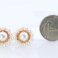 Mikimoto Earrings. 14k Gold Mikimoto Pearl HALO cluster Clip Ons. Unpierced