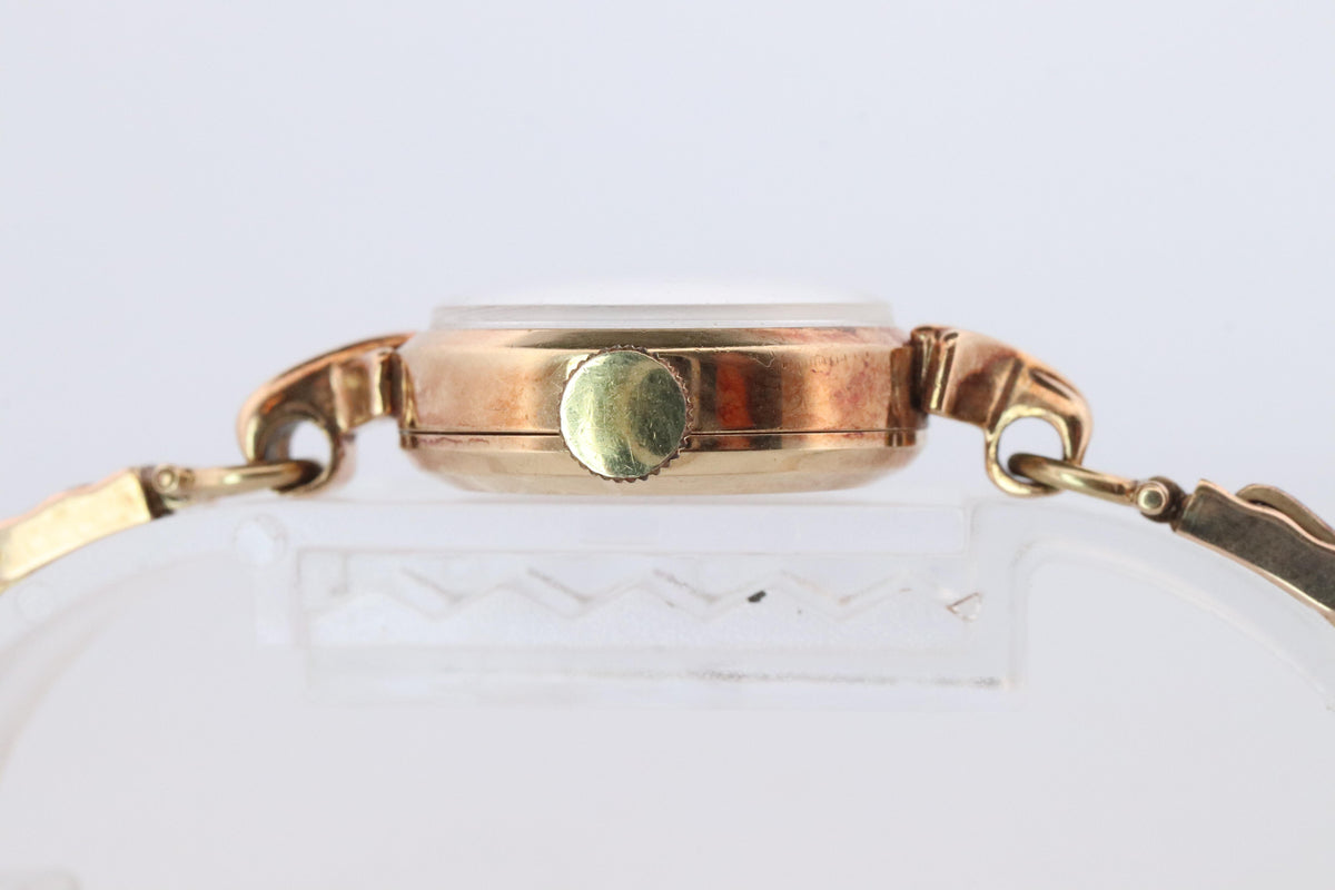 Vintage Rolex Womens Cocktail Watch. 9k Rose Gold Manual Windup.