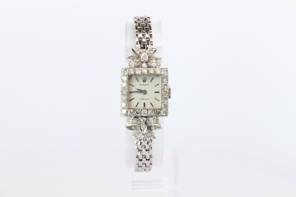 Genuine 18k Rolex 2601 Precision . 18k Gold Ladies Diamond Rolex Manual Watch