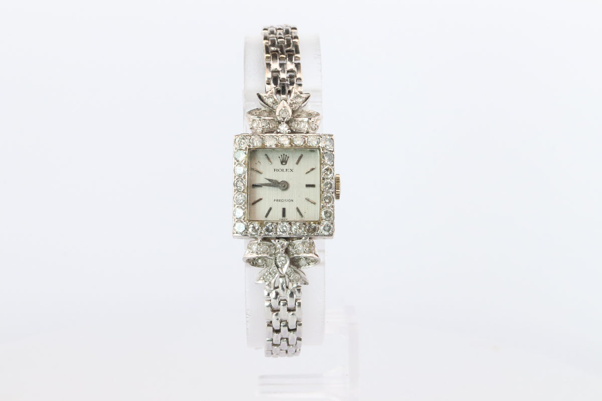 Genuine 18k Rolex 2601 Precision . 18k Gold Ladies Diamond Rolex Manual Watch