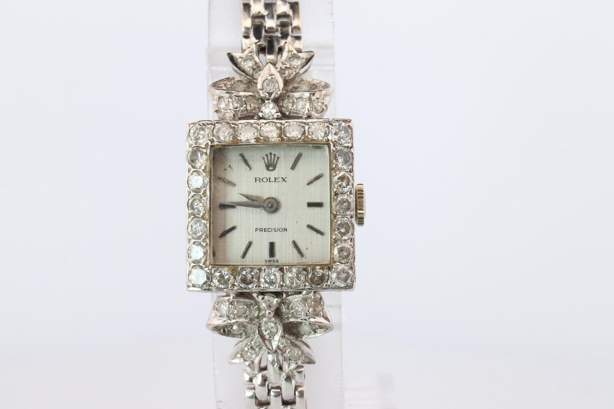 Genuine 18k Rolex 2601 Precision . 18k Gold Ladies Diamond Rolex Manual Watch