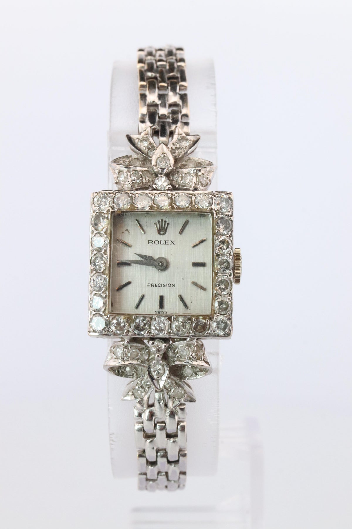 Genuine 18k Rolex 2601 Precision . 18k Gold Ladies Diamond Rolex Manual Watch