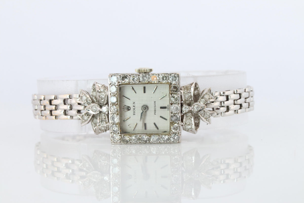 Genuine 18k Rolex 2601 Precision . 18k Gold Ladies Diamond Rolex Manual Watch