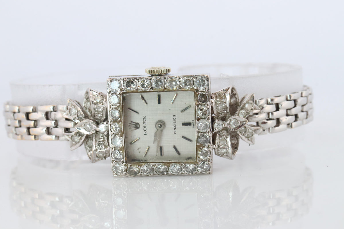 Genuine 18k Rolex 2601 Precision . 18k Gold Ladies Diamond Rolex Manual Watch