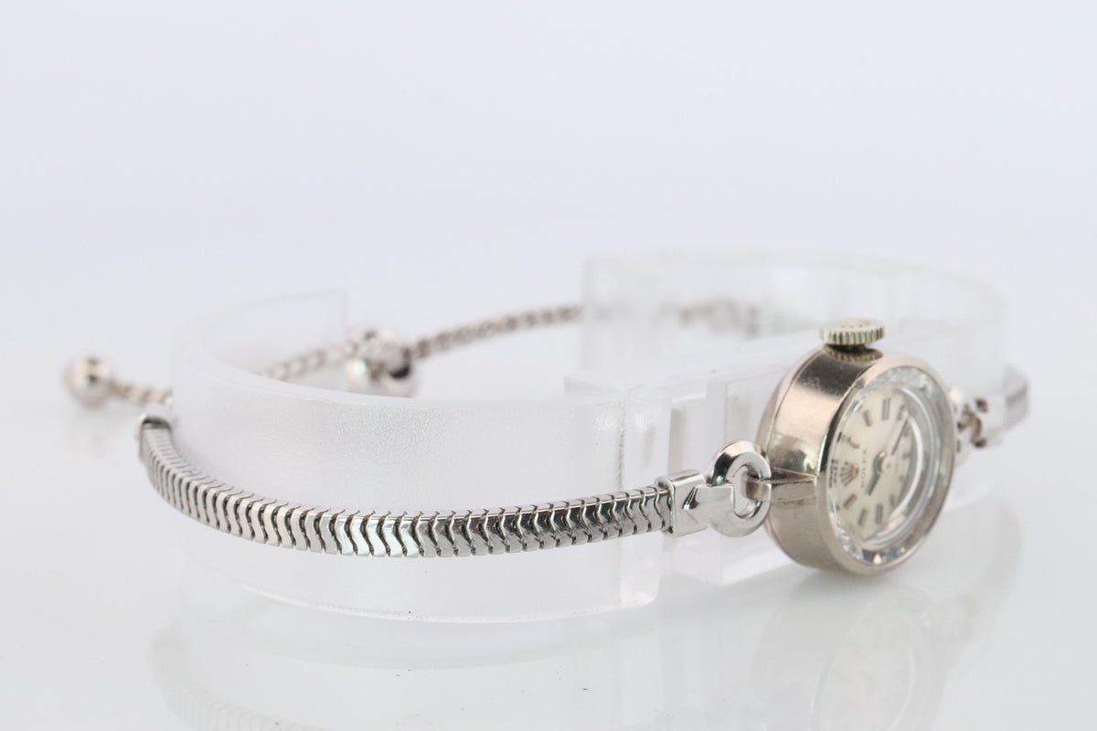 Genuine 18k Rolex 2633 Watch. 18k WG Ladies Dainty Cocktail Ladies Rolex