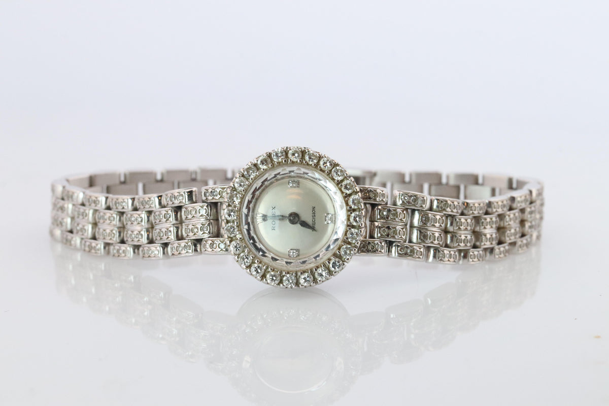 Genuine 18k Rolex 2604 Precision . 18k Gold Ladies Diamond Rolex Manual Watch