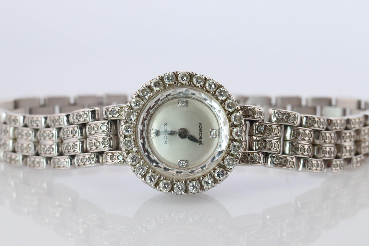 Genuine 18k Rolex 2604 Precision . 18k Gold Ladies Diamond Rolex Manual Watch