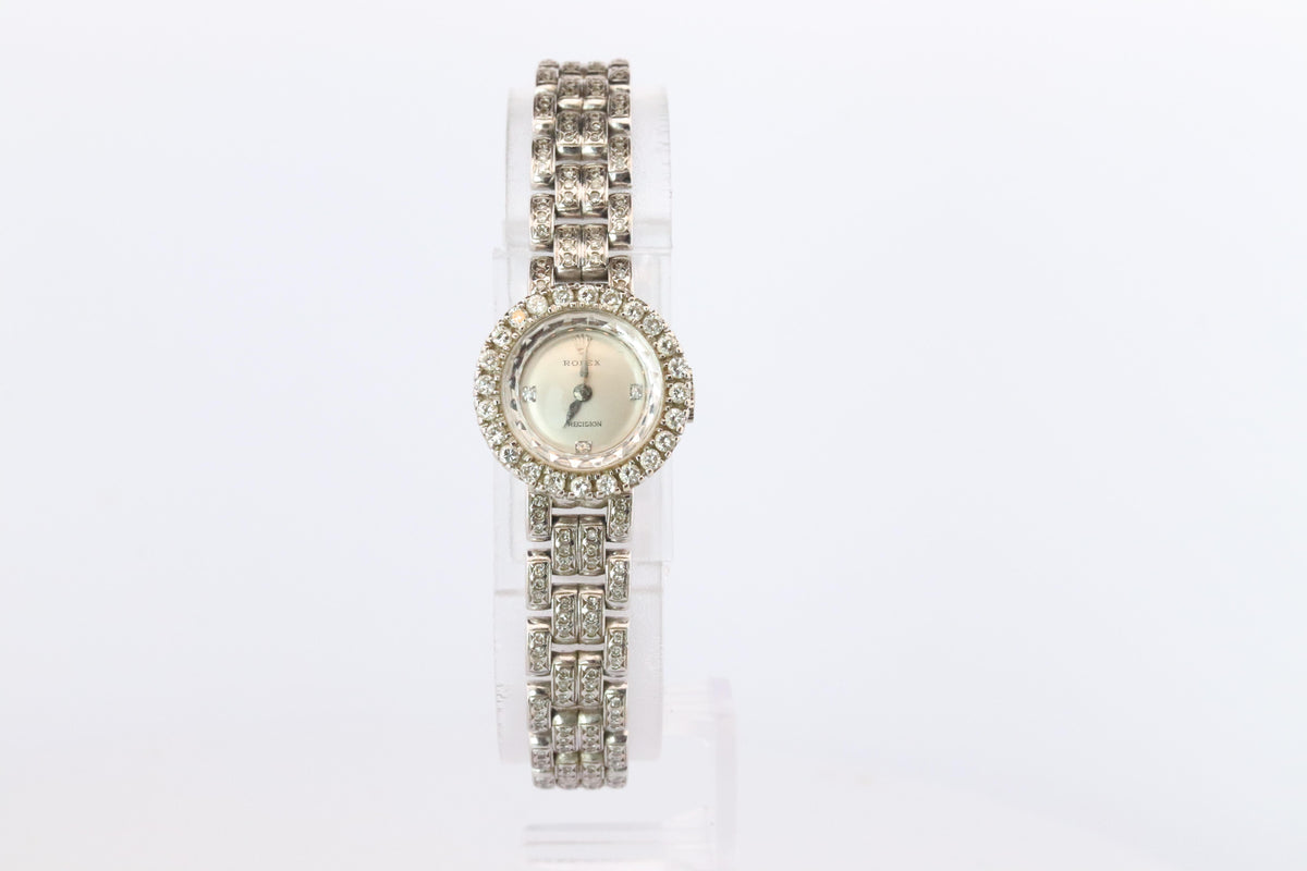 Genuine 18k Rolex 2604 Precision . 18k Gold Ladies Diamond Rolex Manual Watch