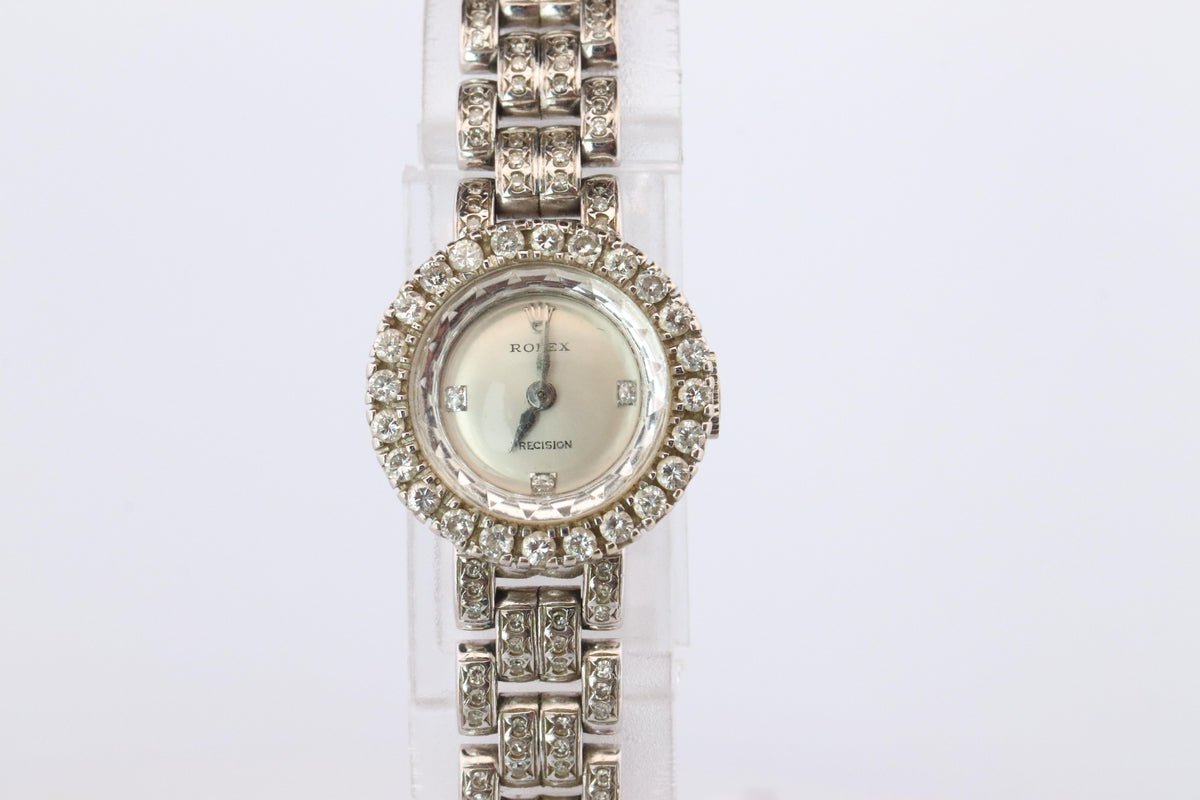 Genuine 18k Rolex 2604 Precision . 18k Gold Ladies Diamond Rolex Manual Watch