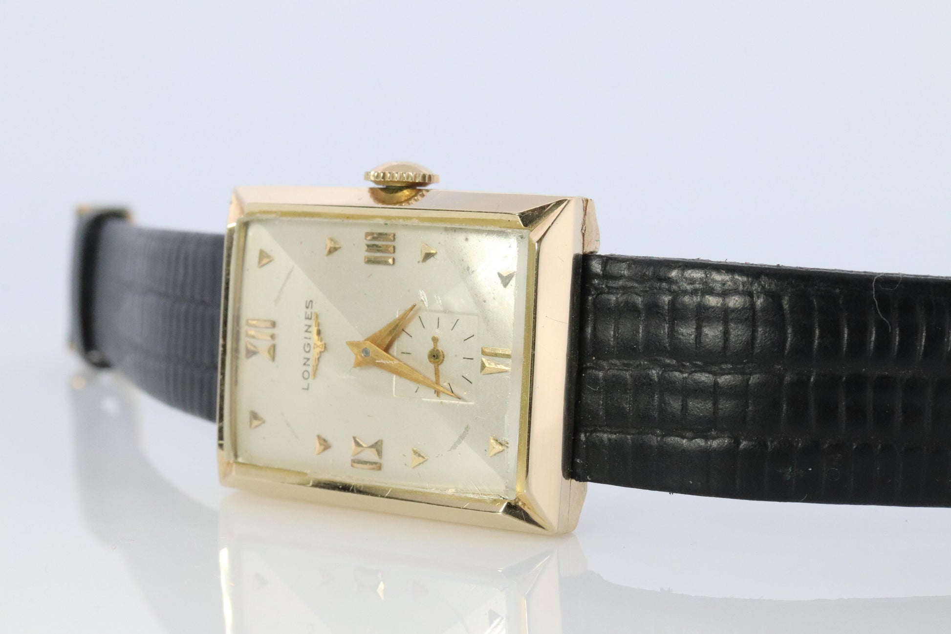 14k Longines Tank Watch. 1960s LONGINES Mens Wristwatch Manual Windup