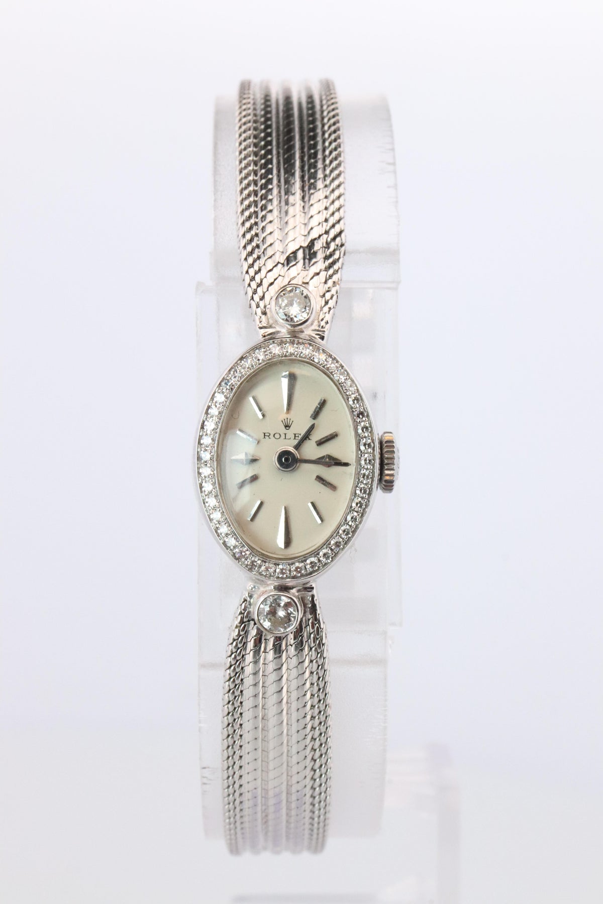 Genuine Rolex Diamond Watch. 14k WG Ladies Rolex Mechanical Windup Watch.