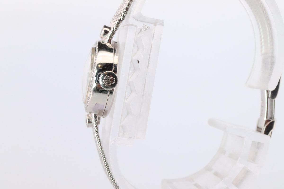 Genuine Rolex Diamond Watch. 14k WG Ladies Rolex Mechanical Windup Watch.