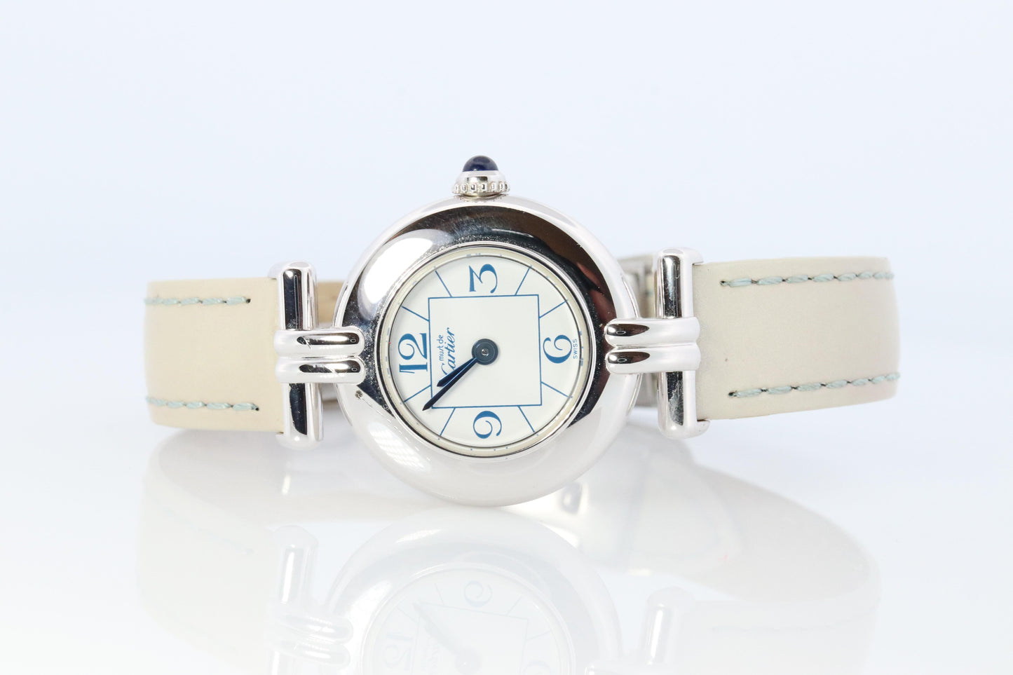 Genuine Cartier Watch. Must de Cartier Colisee Round Argent White Silver 2411