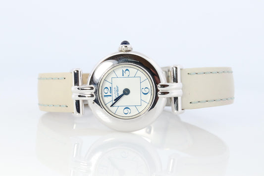 Genuine Cartier Watch. Must de Cartier Colisee Round Argent White Silver 2411
