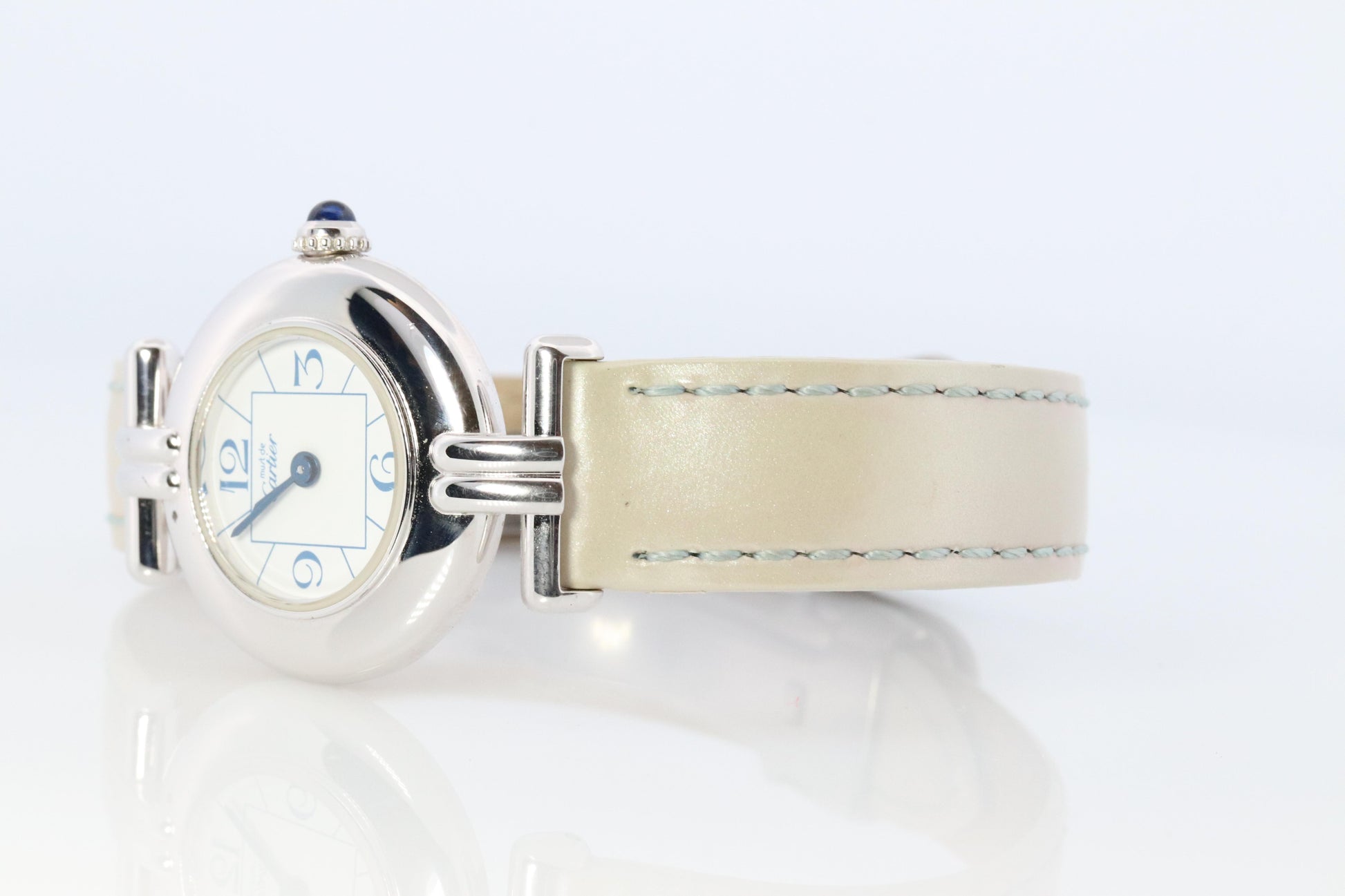 Genuine Cartier Watch. Must de Cartier Colisee Round Argent White Silver 2411