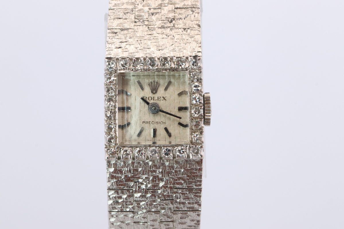 Genuine 18k Rolex Watch. ROLEX Precision 2613 TV Diamond Windup. Ladies Rolex