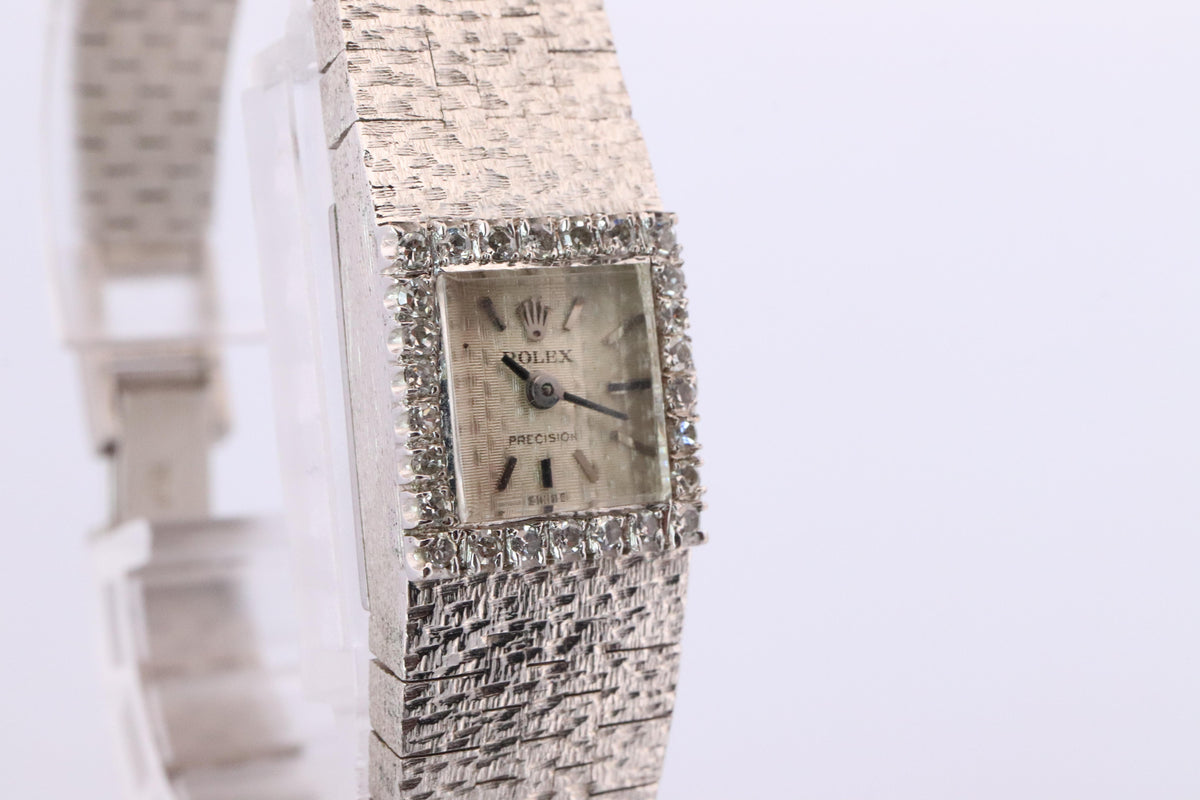 Genuine 18k Rolex Watch. ROLEX Precision 2613 TV Diamond Windup. Ladies Rolex
