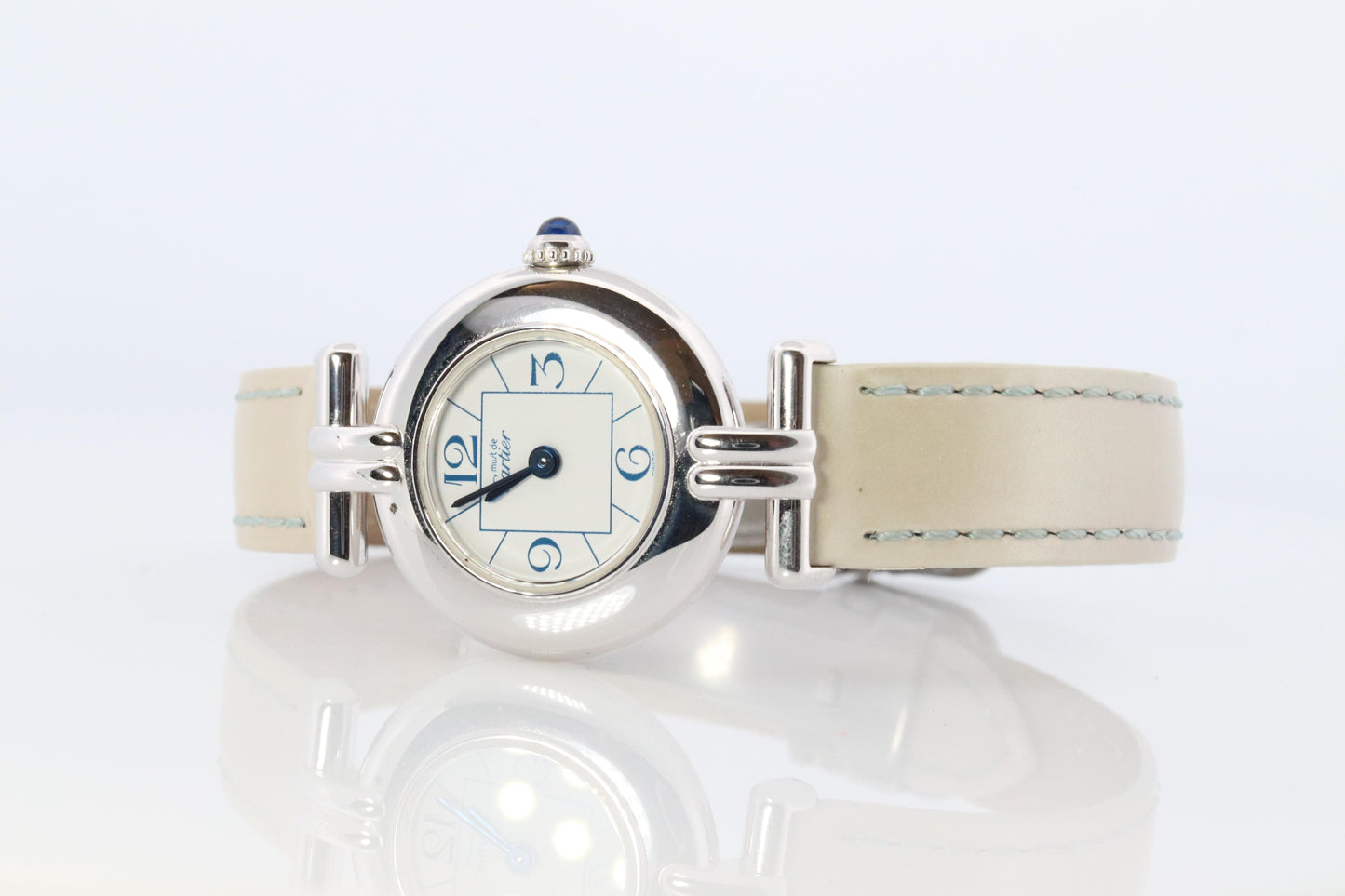 Genuine Cartier Watch. Must de Cartier Colisee Round Argent White Silver 2411