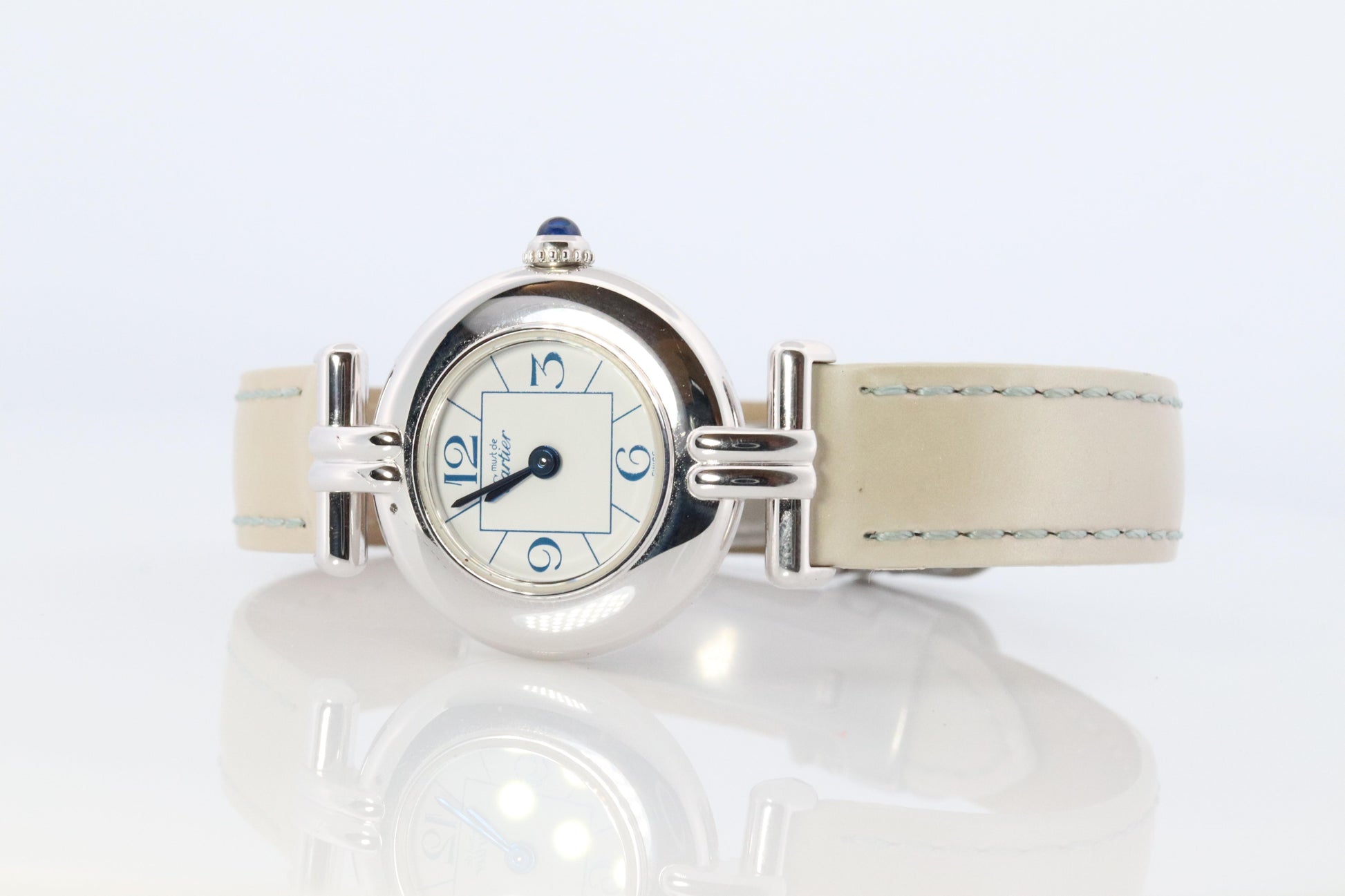 Genuine Cartier Watch. Must de Cartier Colisee Round Argent White Silver 2411