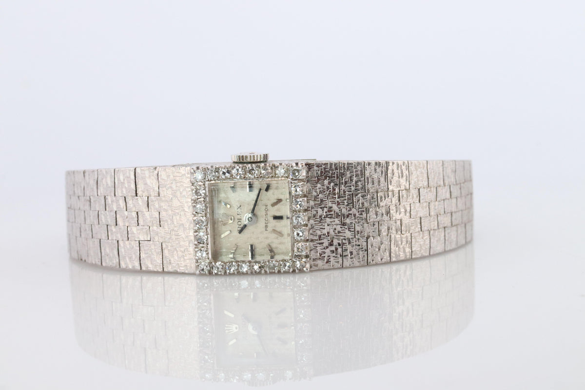 Genuine 18k Rolex Watch. ROLEX Precision 2613 TV Diamond Windup. Ladies Rolex