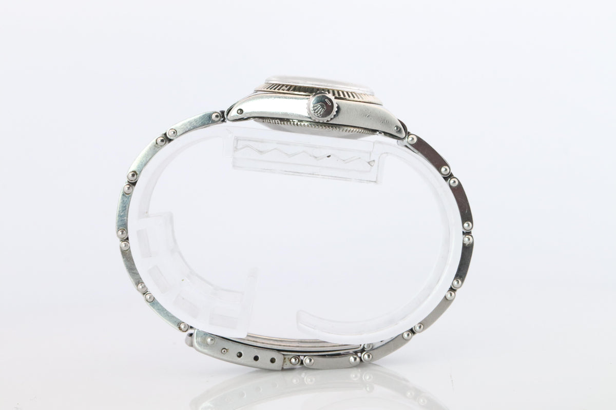 Genuine Rolex Watch. 14k SS Ladies ROLEX 6619 Black Dial Automatic Wristwatch.