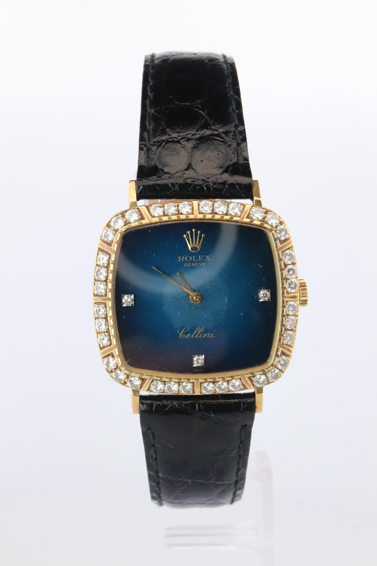 Genuine 18k Rolex Watch. 18k YG Rolex CELLINI 4084 Diamond Bezel.