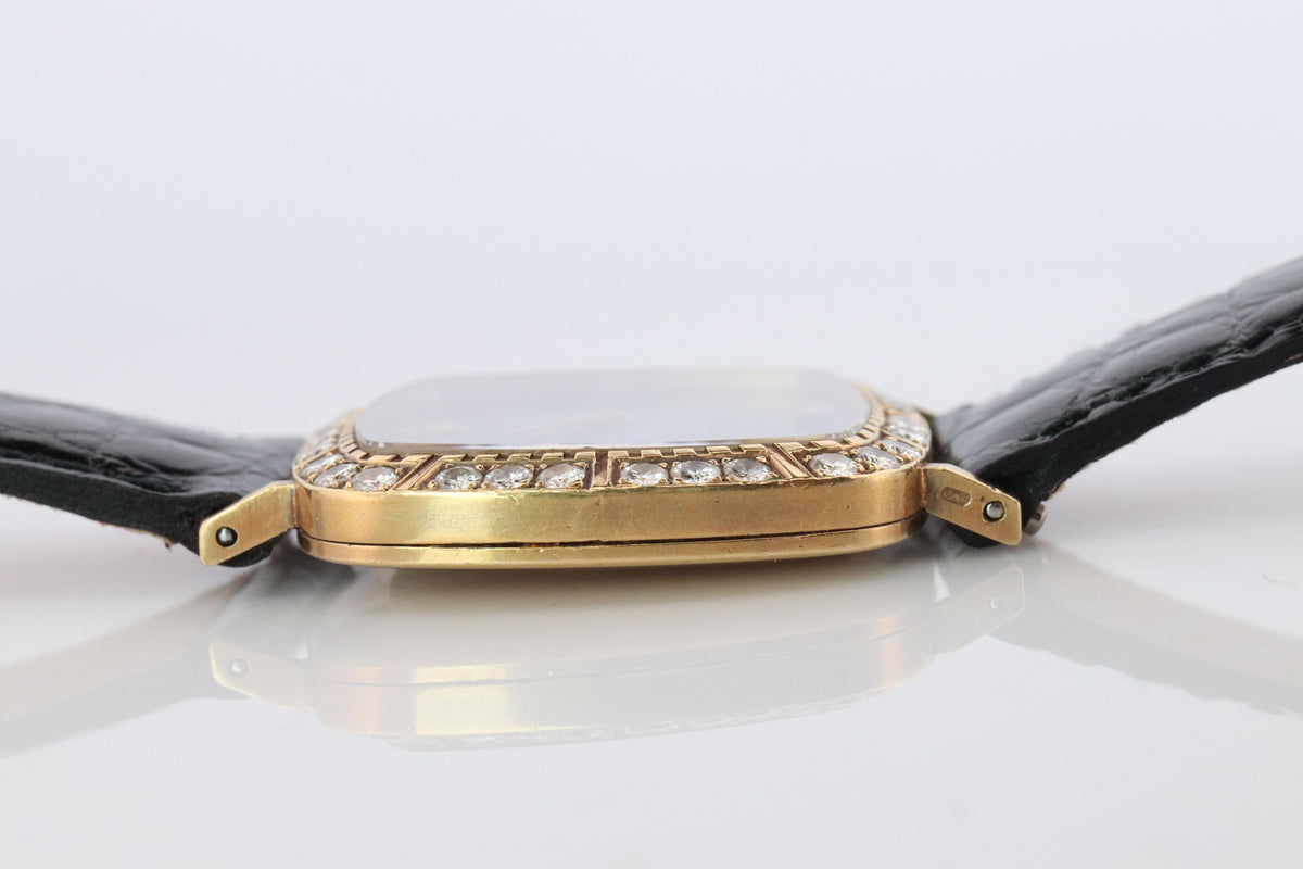 Genuine 18k Rolex Watch. 18k YG Rolex CELLINI 4084 Diamond Bezel.