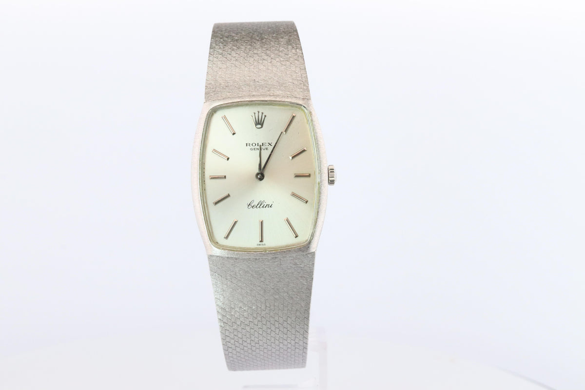 Genuine 18k Rolex 3807 Watch. 18k WG Rolex 31mm CELLINI tonneau Tank.