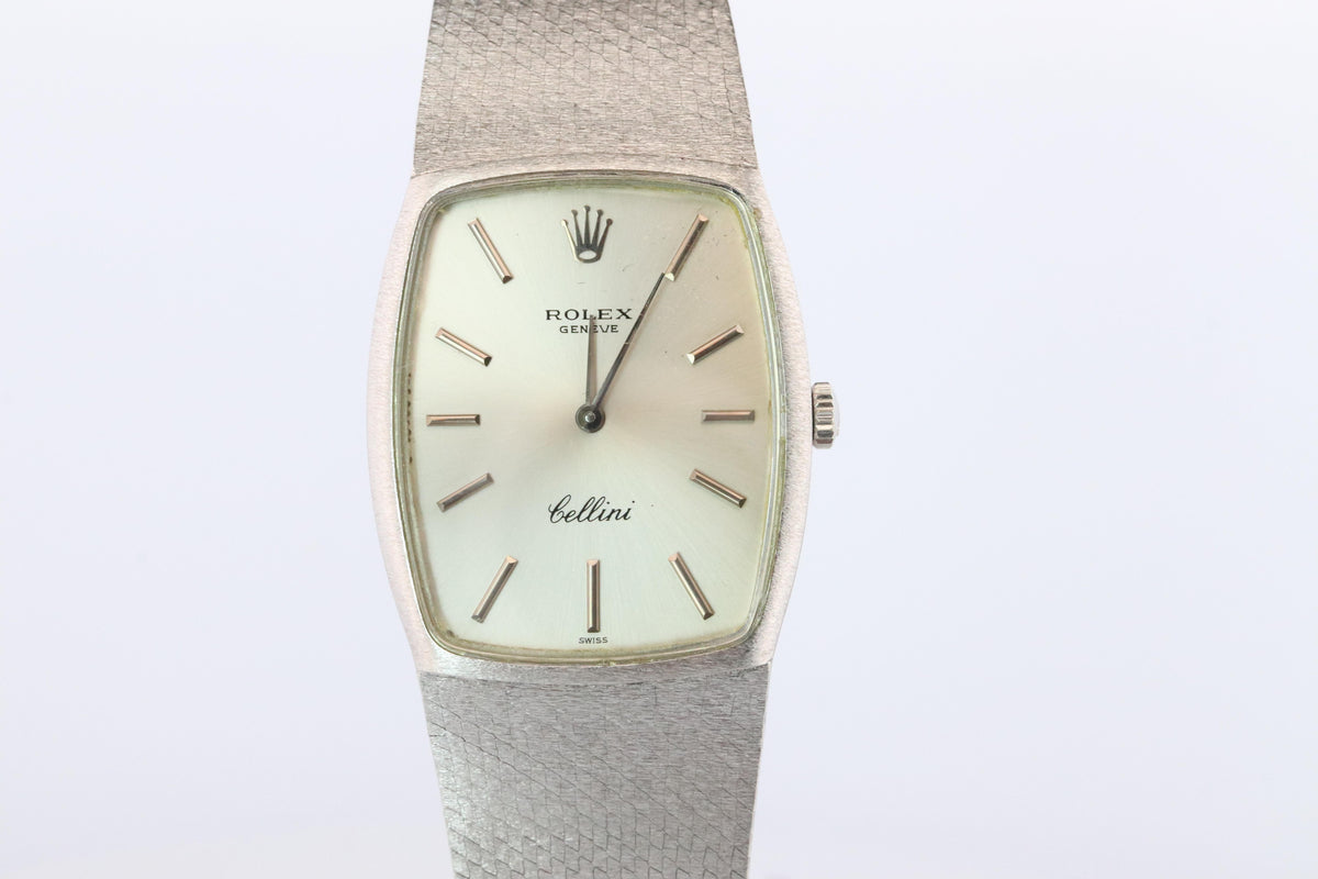 Genuine 18k Rolex 3807 Watch. 18k WG Rolex 31mm CELLINI tonneau Tank.