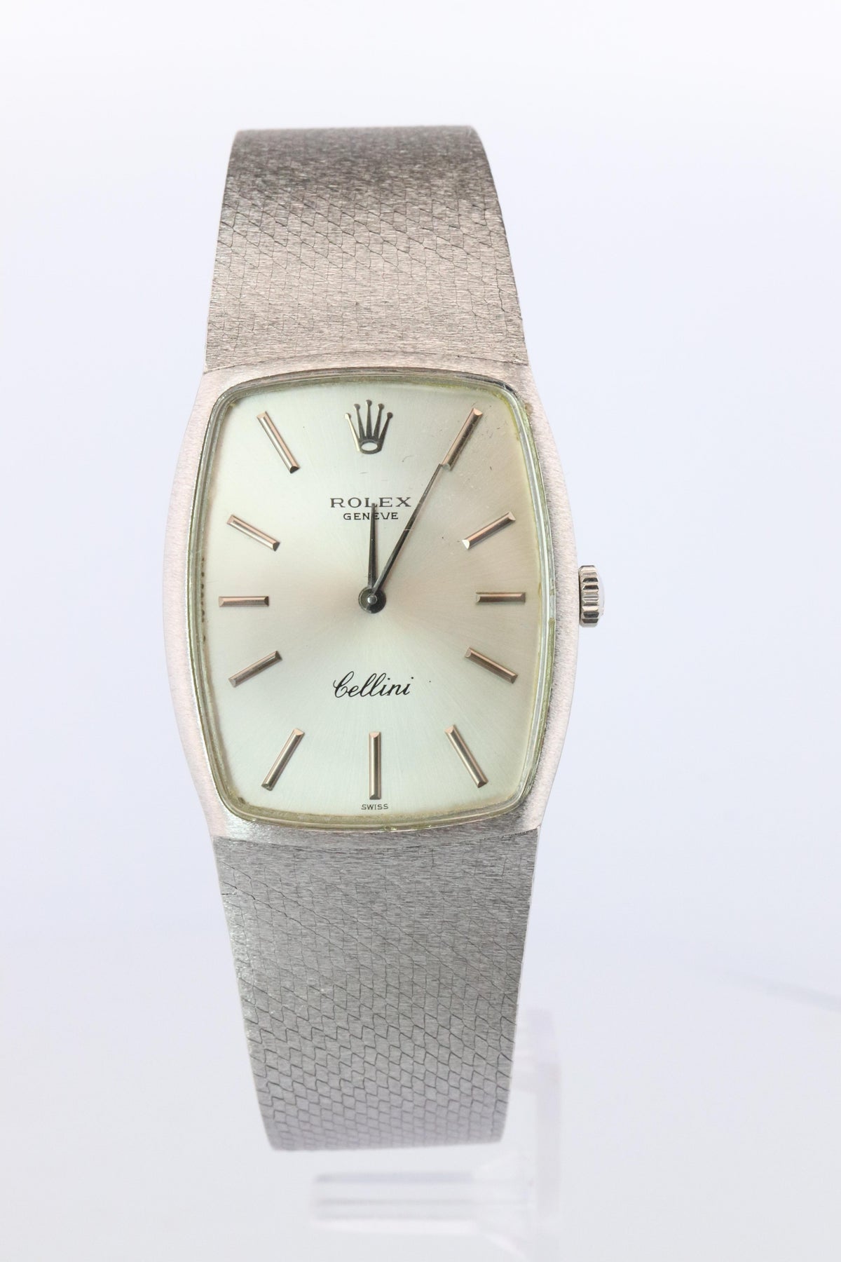 Genuine 18k Rolex 3807 Watch. 18k WG Rolex 31mm CELLINI tonneau Tank.