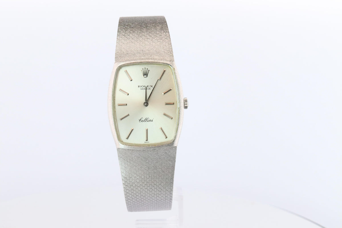 Genuine 18k Rolex 3807 Watch. 18k WG Rolex 31mm CELLINI tonneau Tank.