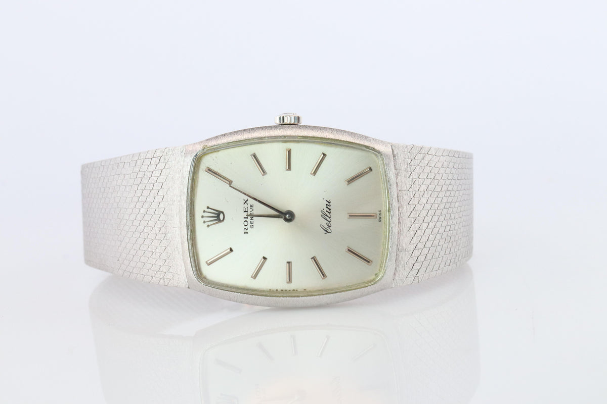 Genuine 18k Rolex 3807 Watch. 18k WG Rolex 31mm CELLINI tonneau Tank.