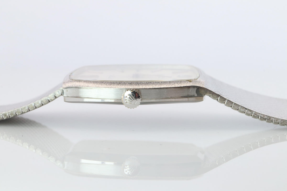 Genuine 18k Rolex 3807 Watch. 18k WG Rolex 31mm CELLINI tonneau Tank.