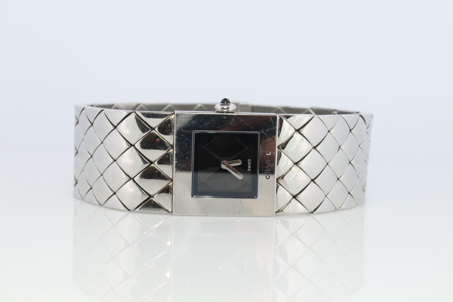 Chanel Watch. Genuine Matelasse Ladies Quartz Wristwatch Quilted Bracelet