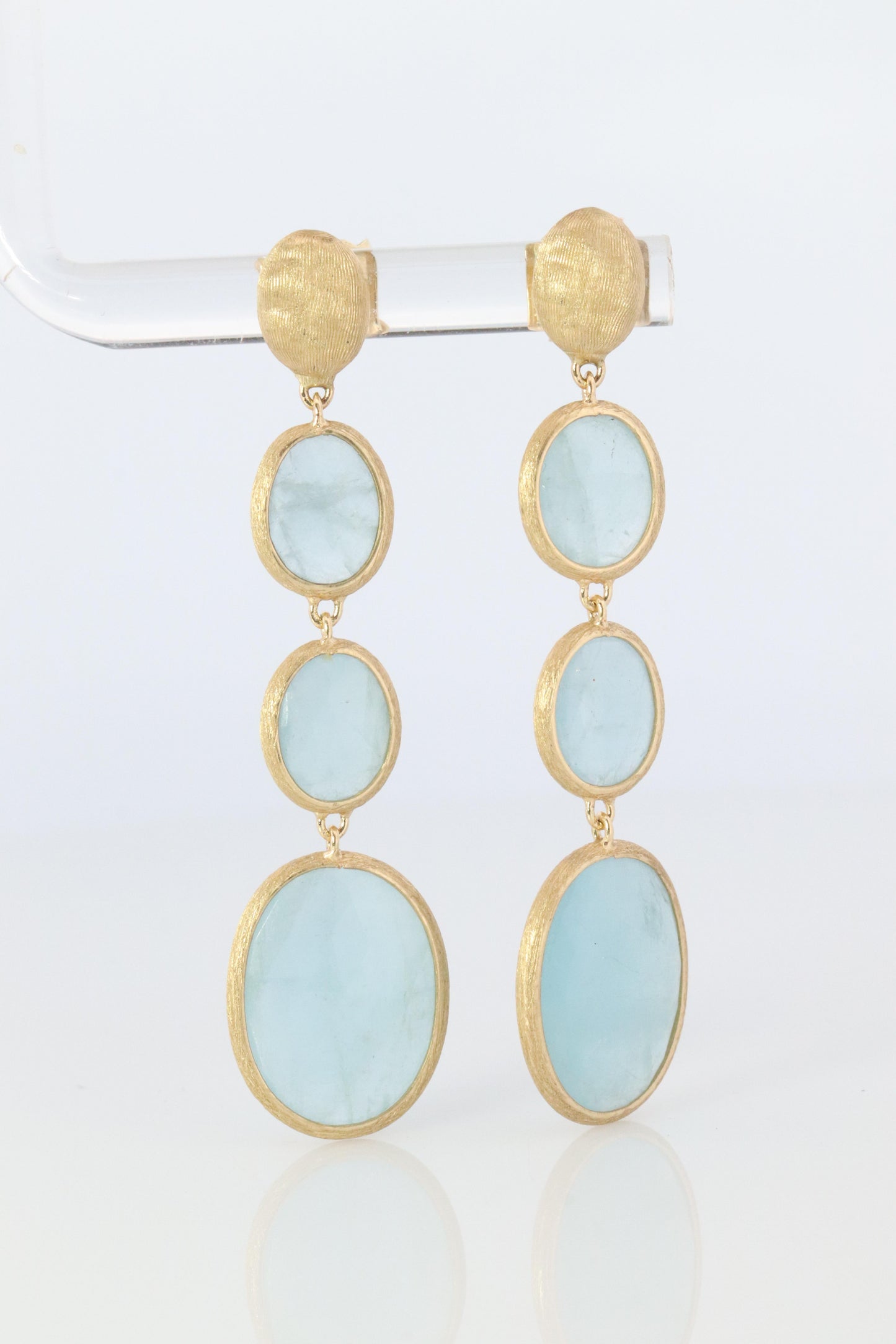 18k Marco Bicego Earrings. Siviglia Collection Aquamarine Drop Earrings.