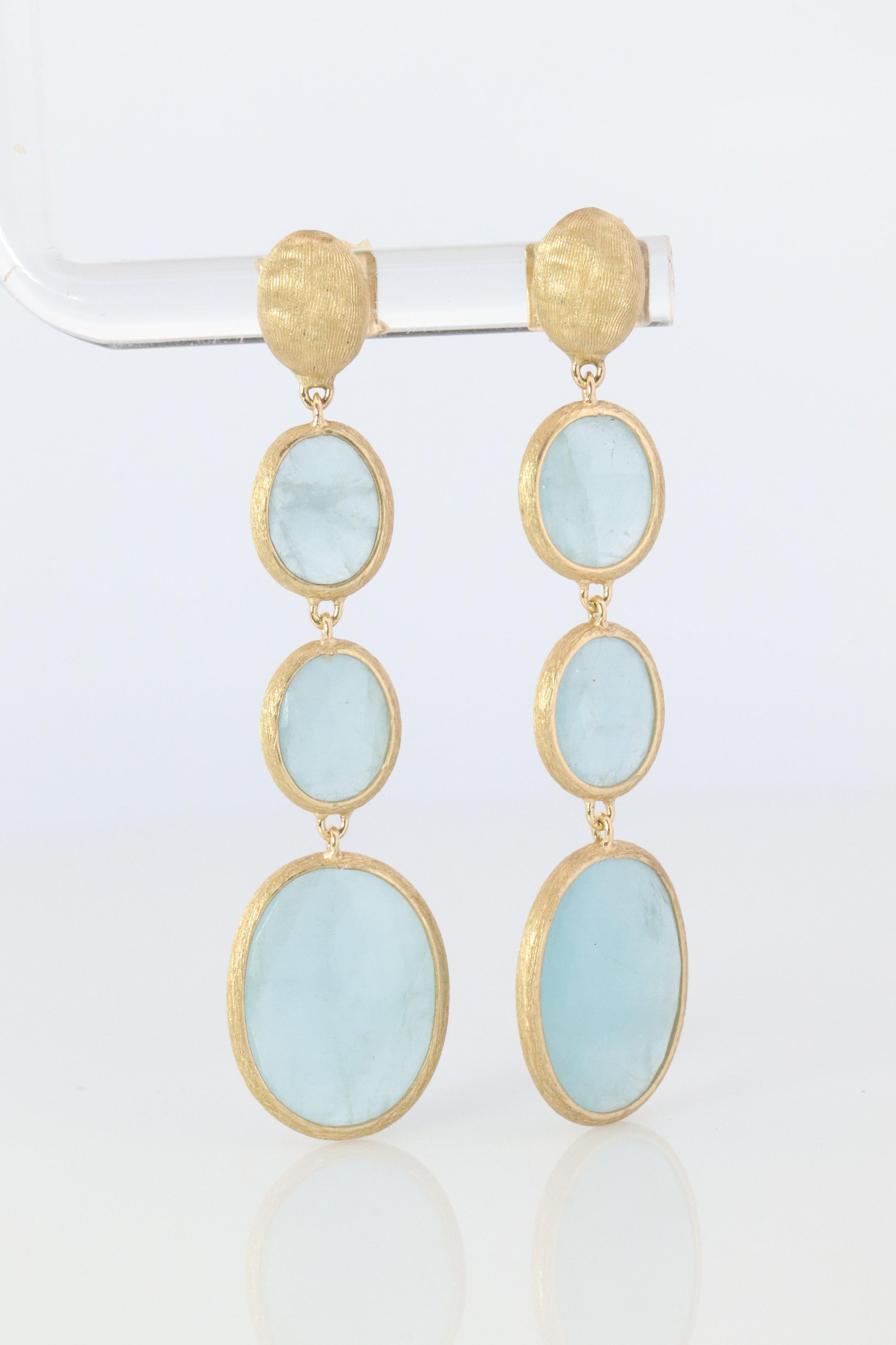 18k Marco Bicego Earrings. Siviglia Collection Aquamarine Drop Earrings.
