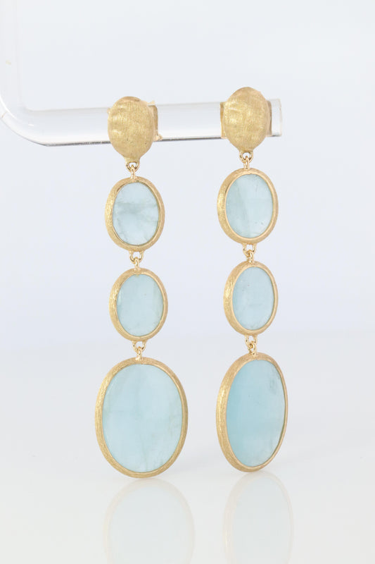 18k Marco Bicego Earrings. Siviglia Collection Aquamarine Drop Earrings.