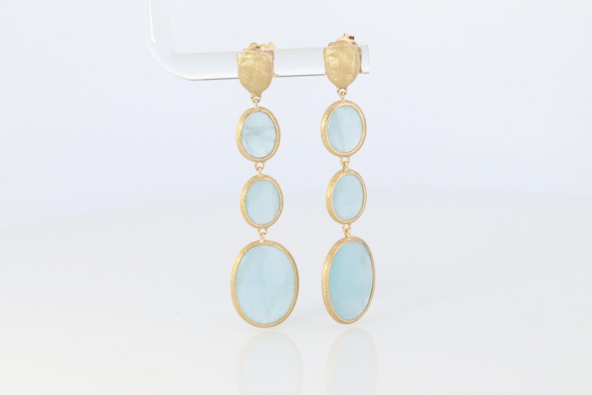18k Marco Bicego Earrings. Siviglia Collection Aquamarine Drop Earrings.