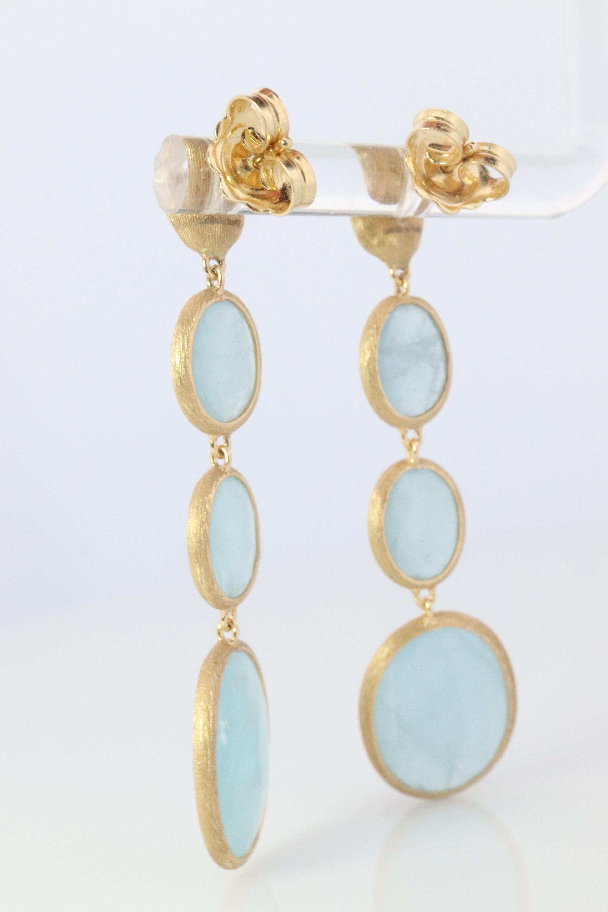 18k Marco Bicego Earrings. Siviglia Collection Aquamarine Drop Earrings.
