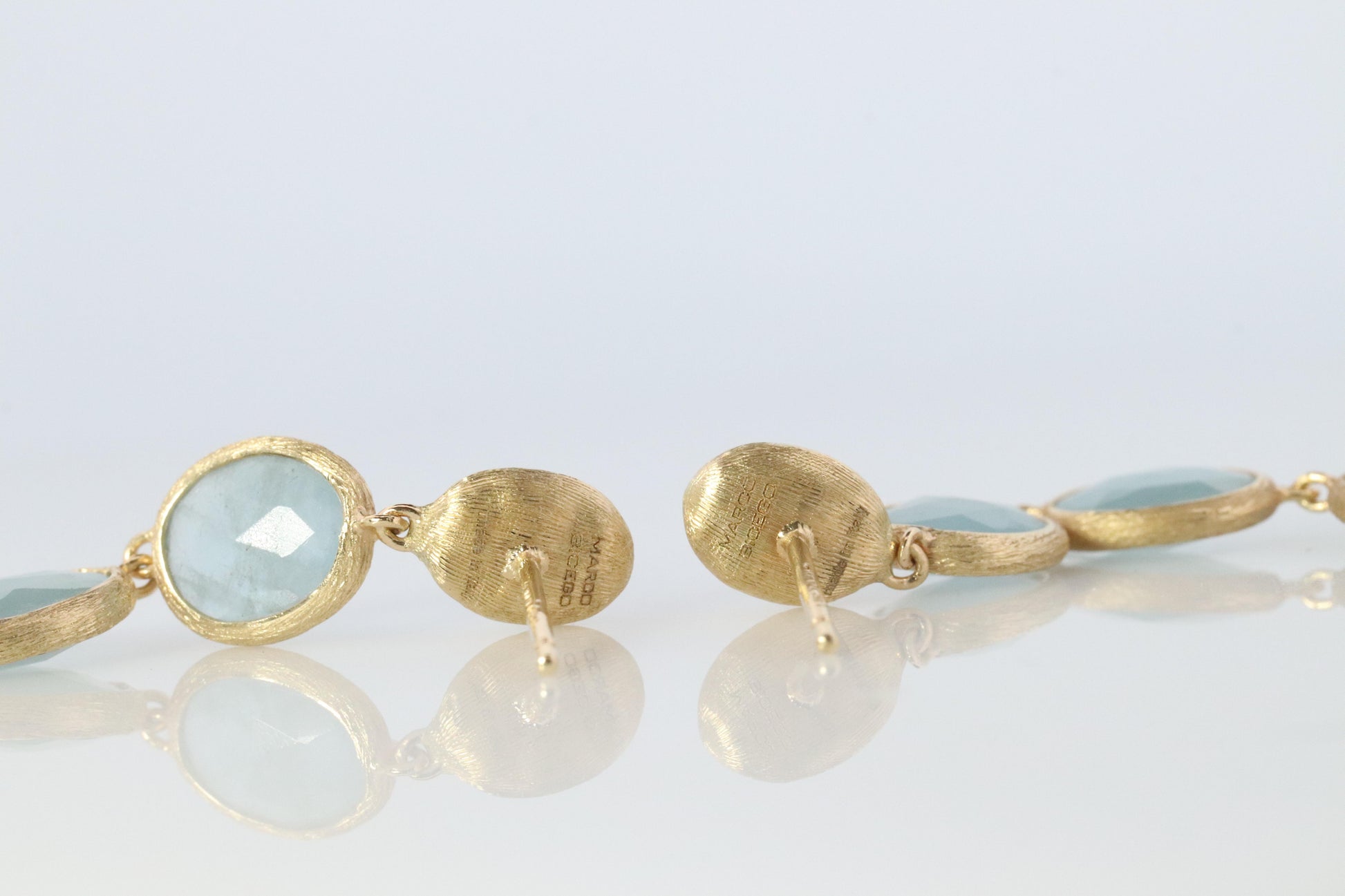 18k Marco Bicego Earrings. Siviglia Collection Aquamarine Drop Earrings.