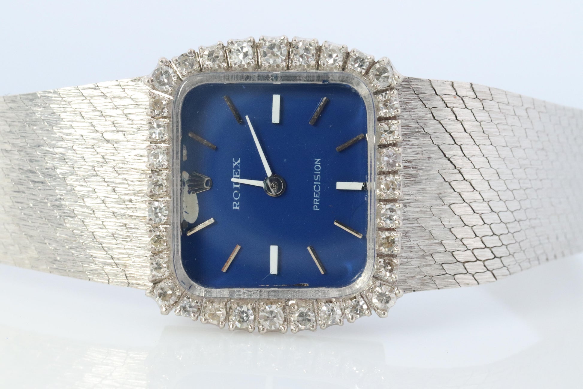 Genuine Rolex Watch. Diamond Bezel Blue Ladies Manual ROLEX 2611 Precision
