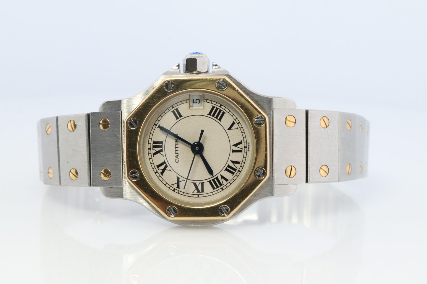 Vintage Cartier Santos Watch. Santos de Cartier Octo 187903 Sterling and 18k