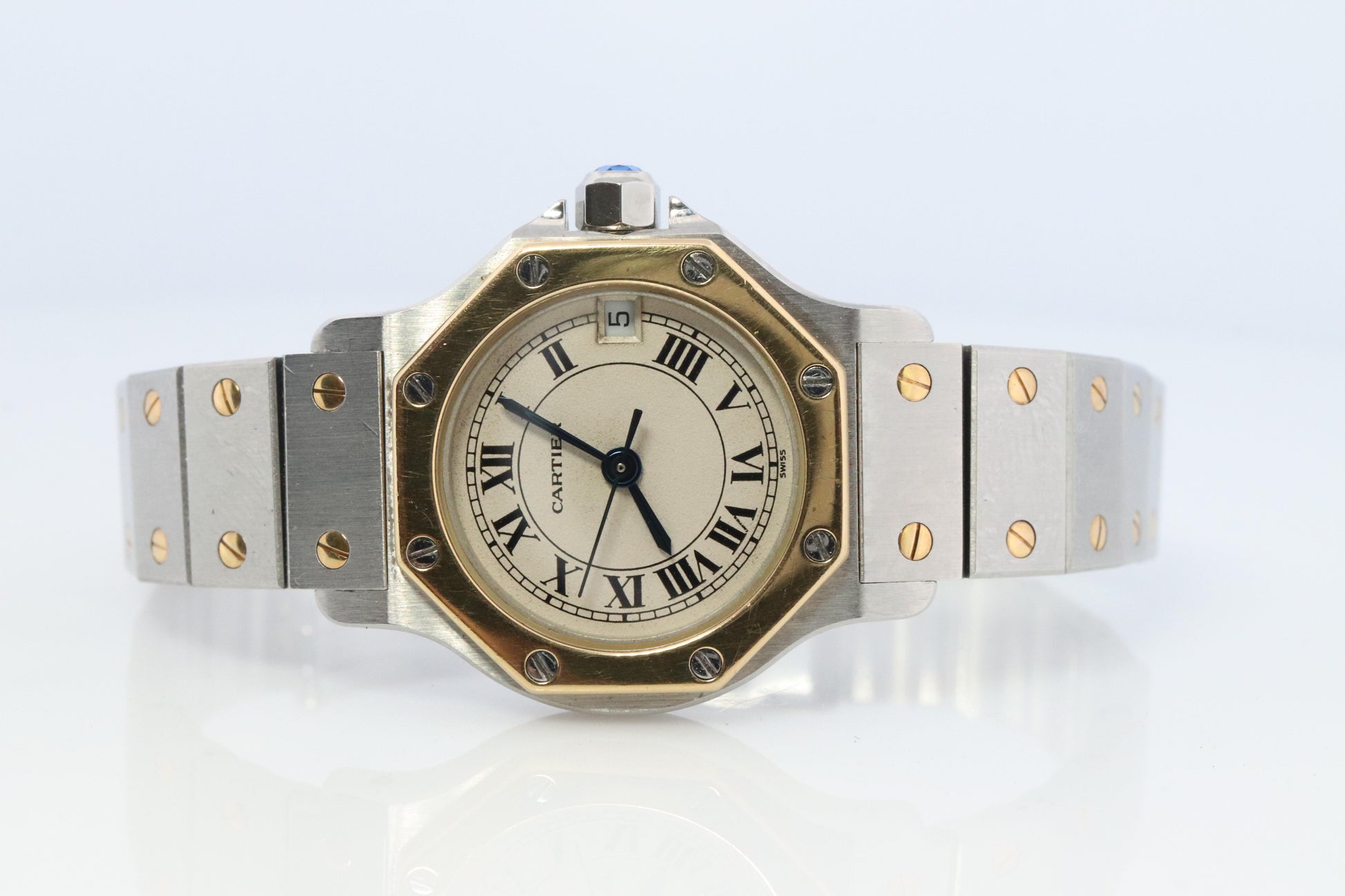 Vintage Cartier Santos Watch. Santos de Cartier Octo 187903 Sterling and 18k