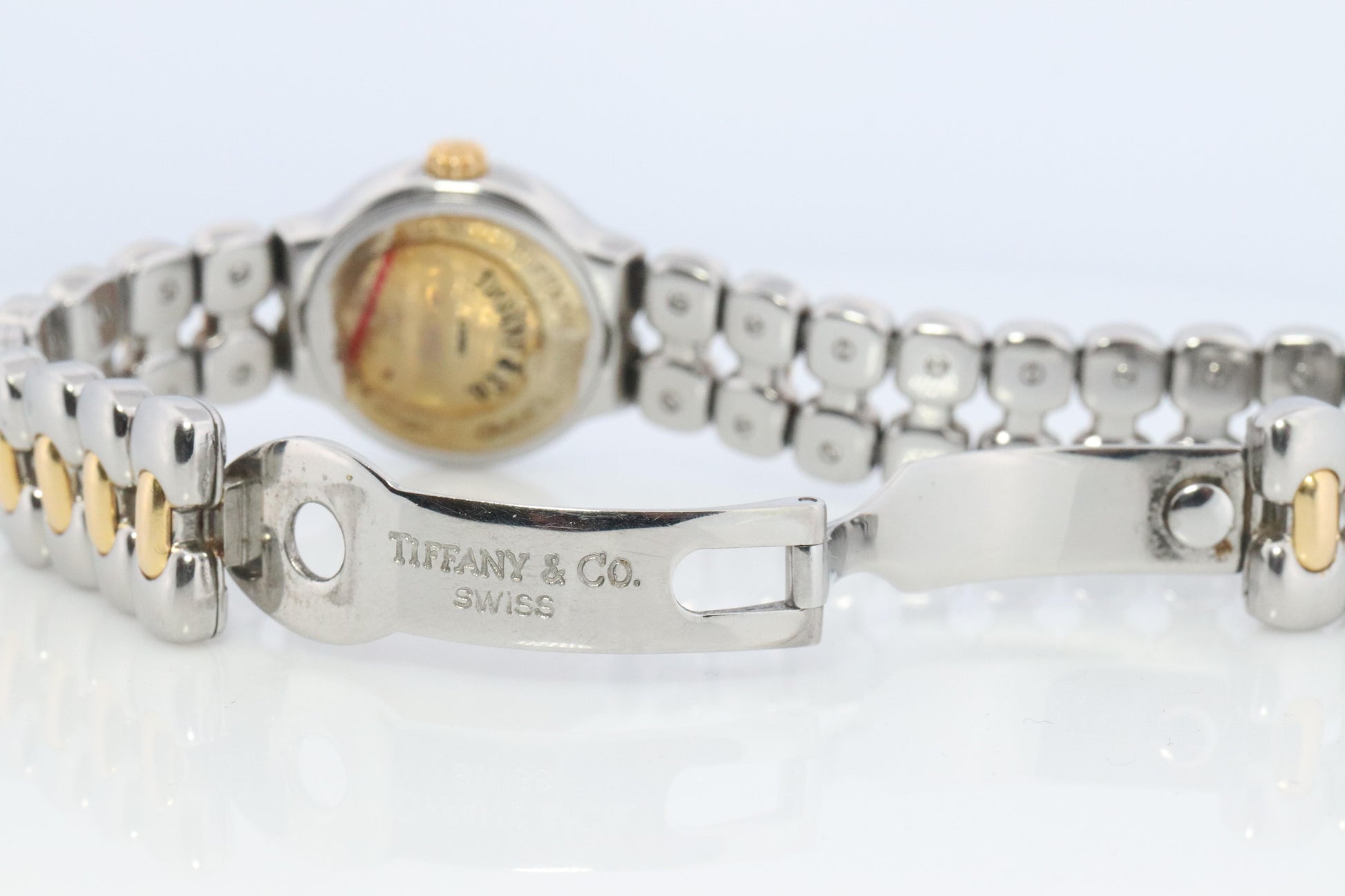 Tiffany and Co Diamond Watch. 18k Tiffany Tesoro Stainless Steel Ladies 25mm.