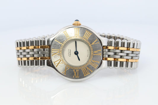 Genuine Cartier 125000P Watch. Must de Cartier 21 Stainless Steel Quartz Watch.