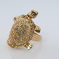 18k TURTLE ring. DIAMOND encrusted Turtle 3D Animated Seaturtle ring.
